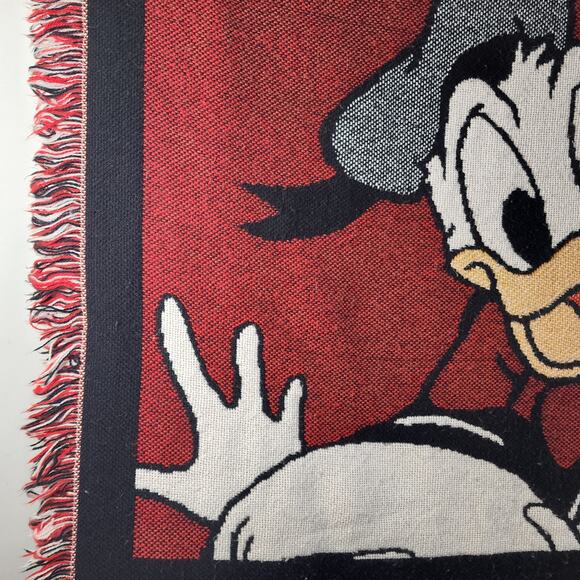 Vintage Disney Mickey & Friends Knitted Lap Throw Fringe Edge Blanket 54"x49" - Picture 9 of 12